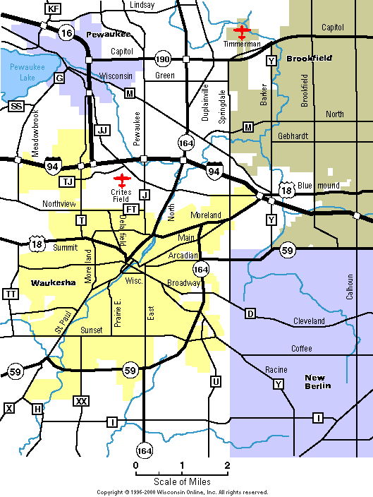 2000 Waukesha City Map. Waukesha County Wisconsin Genealogy