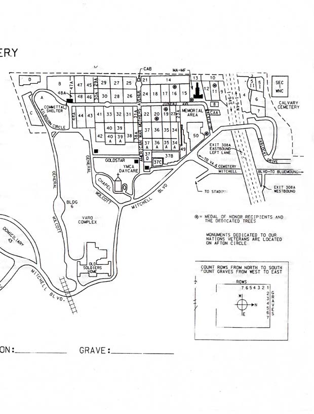 Wood National Cemetery Map, Burials, Interments Milwaukee County 